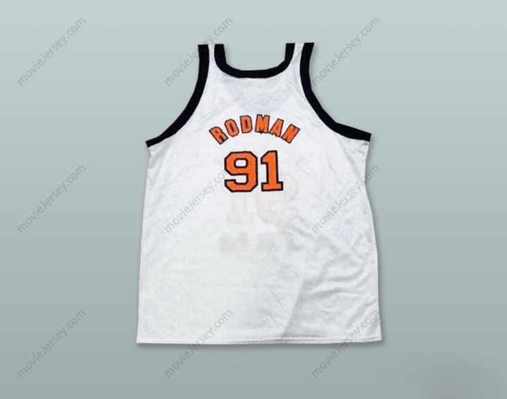 CUSTOM ANY Name Number DENNIS RODMAN 91 LONG BEACH JAM WHITE BASKETBALL JERSEY Top Stitched S-6XL