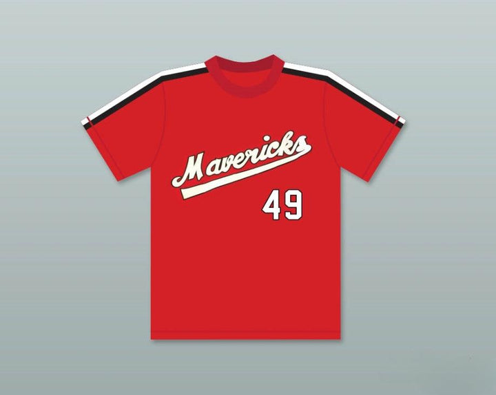 Custom Any Name Number DICK RUSTECK 49   RED BASEBALL JERSEY THE BATTERED BASTARDS OF BASEBALL Top Stitched S-6XL