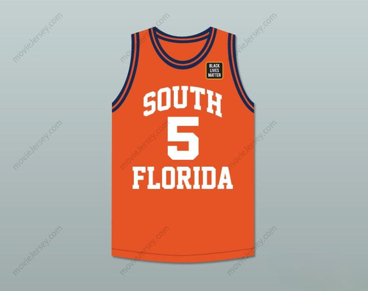 CUSTOM ANY Name Number GEORGE FLOYD 5 SOUTH   COLLEGE PANTHERS ORANGE BASKETBALL JERSEY WITH BLM PATCH Top Stitched S-6XL
