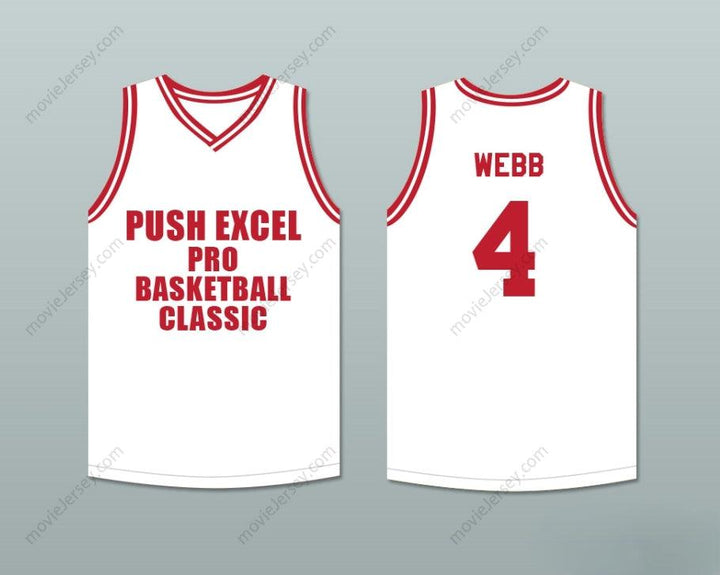 CUSTOM ANY Name Number SPUD WEBB 4 PUSH EXCEL PRO BASKETBALL CLASSIC WHITE BASKETBALL JERSEY 1988 CHARITY EVENT Top Stitched S-6XL