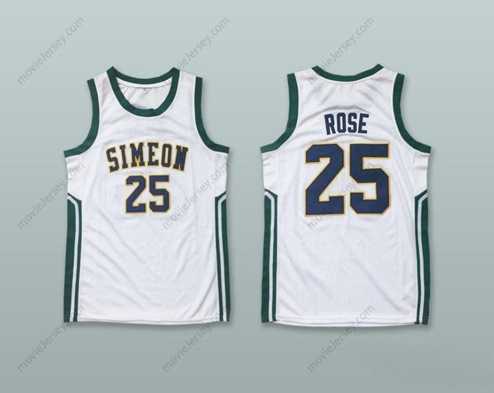 CUSTOM ANY Name Number DERRICK ROSE 25 SIMEON CAREER ACADEMY WOLVERINES WHITE BASKETBALL JERSEY Top Stitched S-6XL