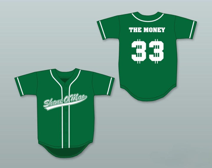 Custom Any Name Number S MCMAHON THE MONEY 33 GREEN BUTTON DOWN BASEBALL JERSEY Top Stitched S-6XL