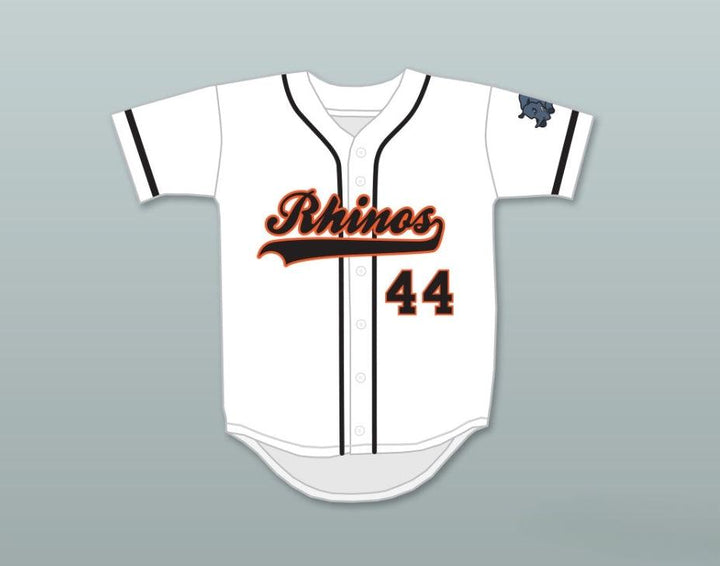 Custom Any Name Number GARCIA 44 RHINOS WHITE BASEBALL JERSEY WITH PATCH KEY & PEELE SLAP ASS Top Stitched S-6XL