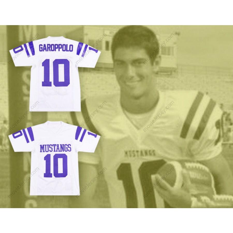 CUSTOM ANY Name Number JIMMY GAROPPOLO 10 ROLLING MEADOWS HIGH SCHOOL MUSTANGS WHITE FOOTBALL JERSEY Top Stitched S-6XL
