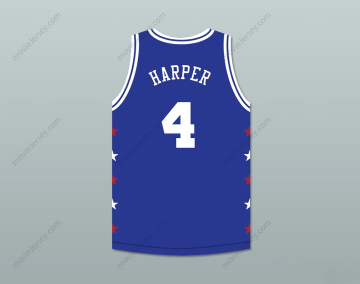 CUSTOM ANY Name Number RON HARPER 4 MAGIC JOHNSON ALL STAR GAME BLUE BASKETBALL JERSEY 1989 MIDSUMMER NIGHT'S MAGIC CHARITY EVENT Top Stitched S-6XL