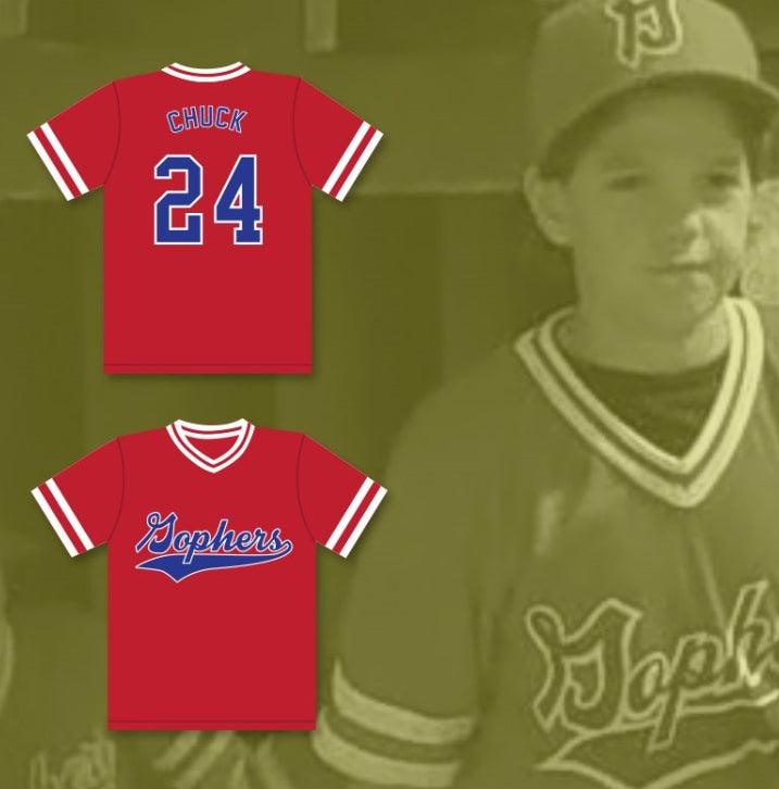Custom Any Name Number CHUCK 24 GOPHERS LIITLE LEAGUE BASEBALL JERSEY LITTLE BIG LEAGUE Top Stitched S-6XL