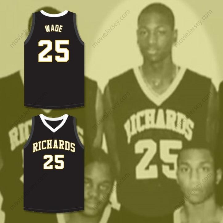 CUSTOM ANY Name Number DWYANE WADE 25 HAROLD L. RICHARDS HIGH SCHOOL BULLDOGS BLACK BASKETBALL JERSEY 6 Top Stitched S-6XL