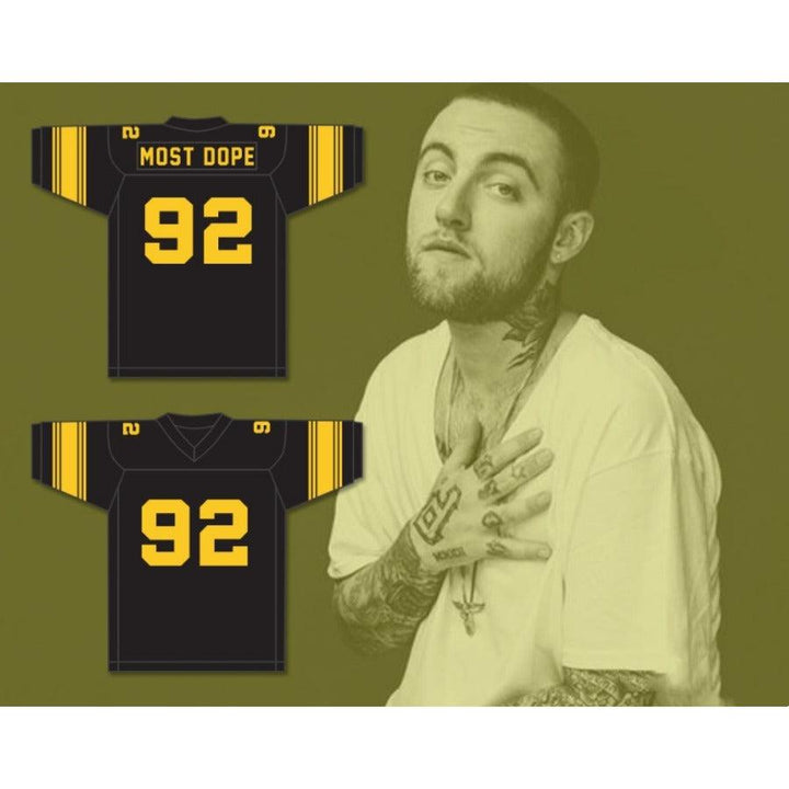 CUSTOM ANY Name Number MAC MILLER 92 MOST DOPE BLACK Football Jersey Top Stitched S-6XL