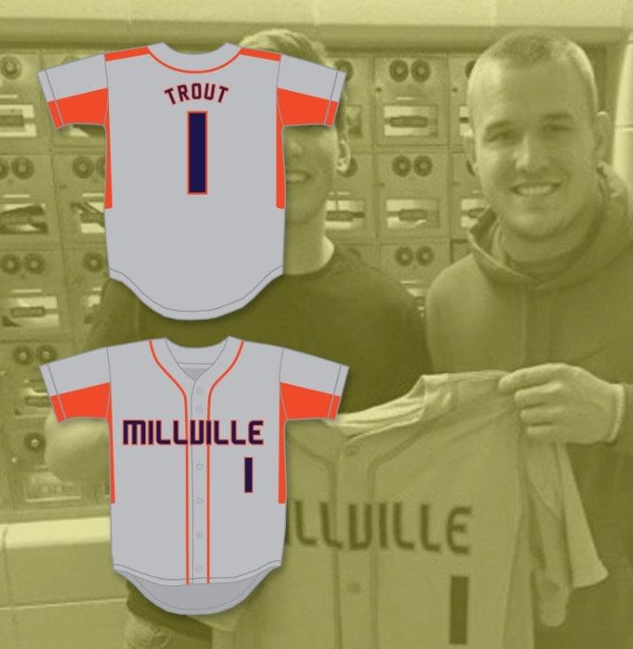 Custom Any Name Number MIKE TROUT 1  SENIOR HIGH SCHOOL THUNDERBOLTS GRAY BASEBALL JERSEY 4 Top Stitched S-6XL