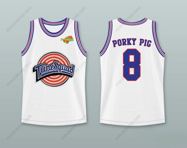 CUSTOM ANY Name Number PORKY PIG 8 TUNE SQUAD BASKETBALL JERSEY WITH SPACE JAM PATCH Top Stitched S-6XL