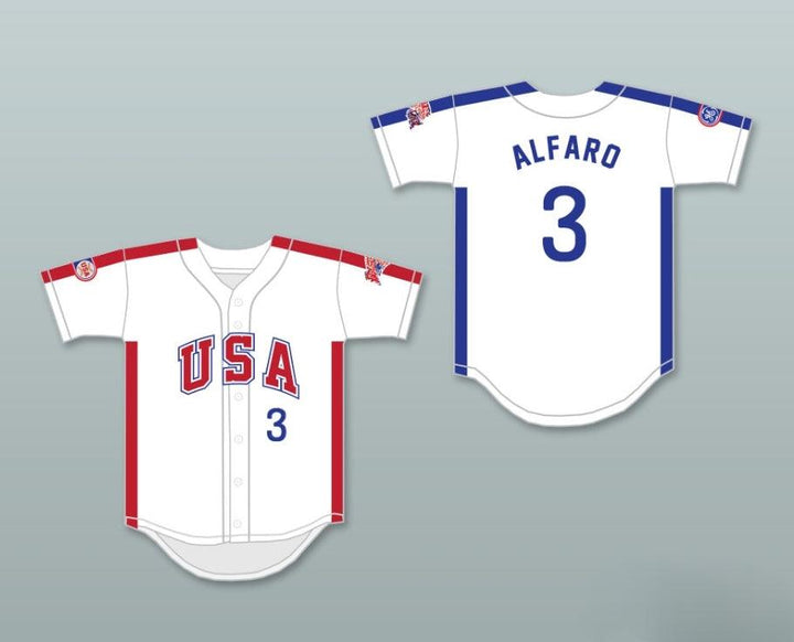 Custom Any Name Number FLAVIO ALFARO 3 1984 USA TEAM WHITE BUTTON DOWN BASEBALL JERSEY Top Stitched S-6XL