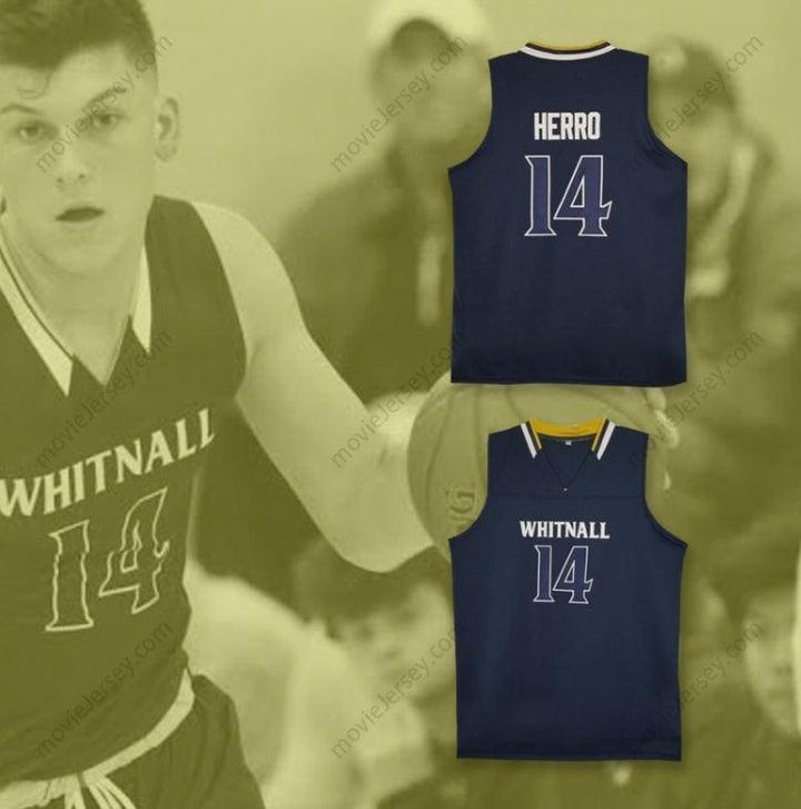 CUSTOM ANY Name Number TYLER HERRO 14 WHITNALL HIGH SCHOOL FALCONS NAVY BLUE BASKETBALL JERSEY Top Stitched S-6XL