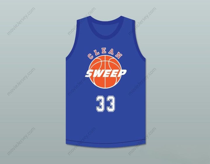 CUSTOM ANY Name Number BARRY WORTH 33 CLEAN SWEEP BLUE BASKETBALL JERSEY SLAM DUNK ERNEST 2 Top Stitched S-6XL