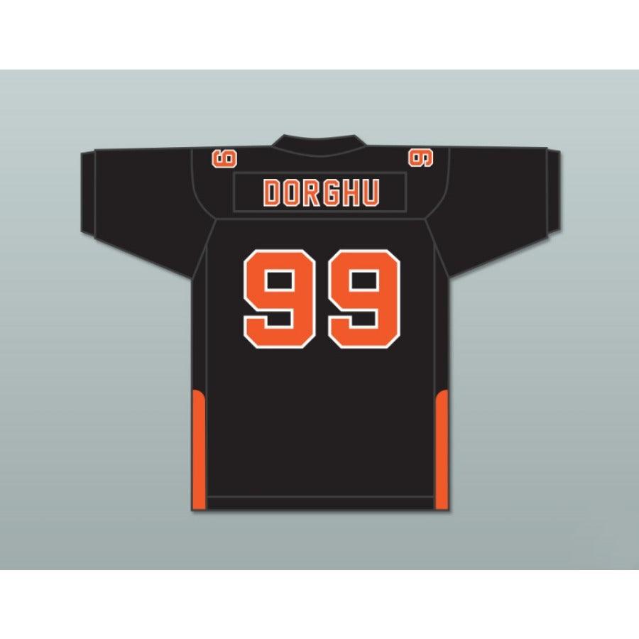 CUSTOM ANY WITH PATCHES ORC FOGTEETH DORGHU 99 ORANGE/BLACK FOOTBALL JERSEY Top Stitched S-6XL