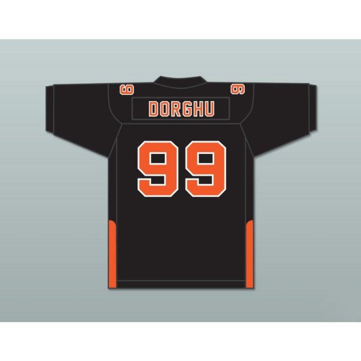 CUSTOM ANY WITH PATCHES ORC FOGTEETH DORGHU 99 ORANGE/BLACK FOOTBALL JERSEY Top Stitched S-6XL