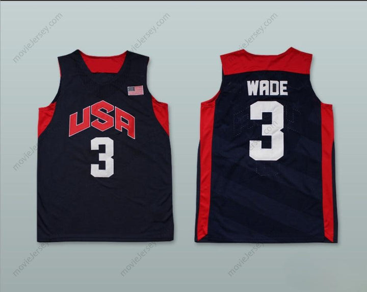 CUSTOM ANY Name Number DWYANE WADE 3 TEAM USA BASKETBALL JERSEY Top Stitched S-6XL