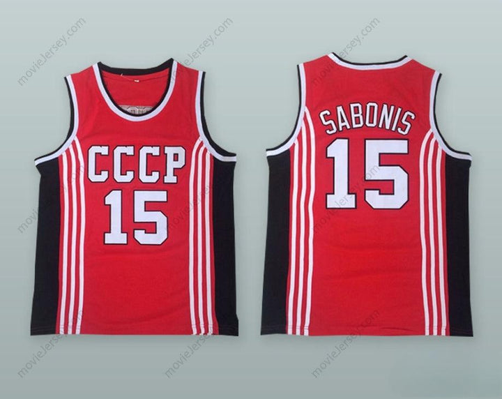 CUSTOM ANY Name Number ARVYDAS SABONIS 15 SOVIET UNION CCCP RED BASKETBALL JERSEY Top Stitched S-6XL