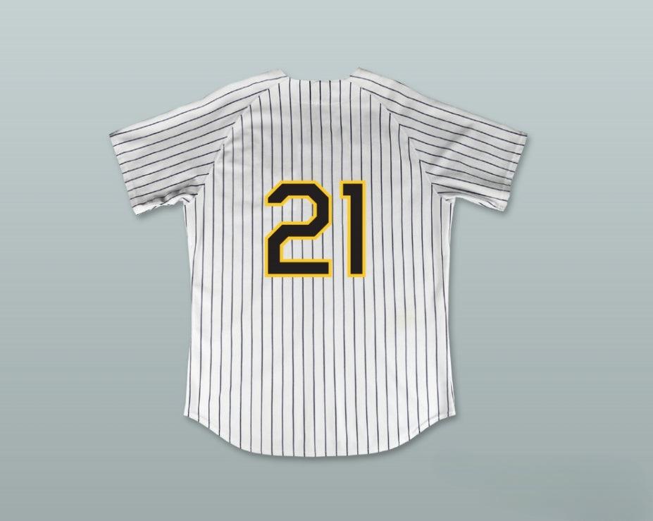 Custom Any Name Number TAKA TANAKA 21 BUZZ WHITE PINSTRIPED BASEBALL JERSEY MAJOR LEAGUE: BACK TO THE MINORS Top Stitched S-6XL