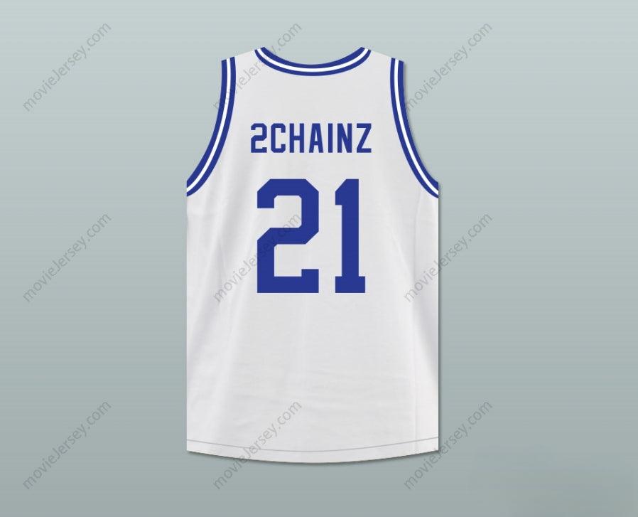 CUSTOM ANY Name Number TAUHEED EPPS 2 CHAINZ 21 NORTH CLAYTON HIGH SCHOOL EAGLES WHITE BASKETBALL JERSEY Top Stitched S-6XL