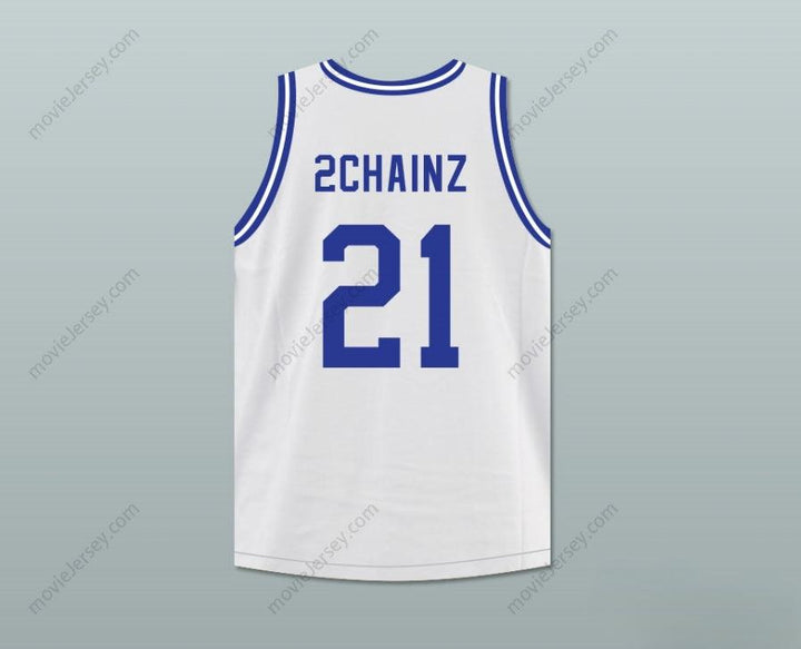 CUSTOM ANY Name Number TAUHEED EPPS 2 CHAINZ 21 NORTH CLAYTON HIGH SCHOOL EAGLES WHITE BASKETBALL JERSEY Top Stitched S-6XL