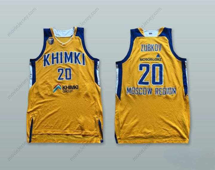 CUSTOM ANY Name Number ANDREY ZUBKOV 20 BC KHIMKI MOSCOW RUSSIA YELLOW BASKETBALL JERSEY Top Stitched S-6XL