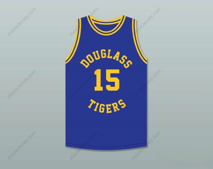 CUSTOM ANY Name Number HAL GREER 15 FREDERICK DOUGLASS JUNIOR AND SENIOR HIGH SCHOOL TIGERS BLUE BASKETBALL JERSEY 2 Top Stitched S-6XL