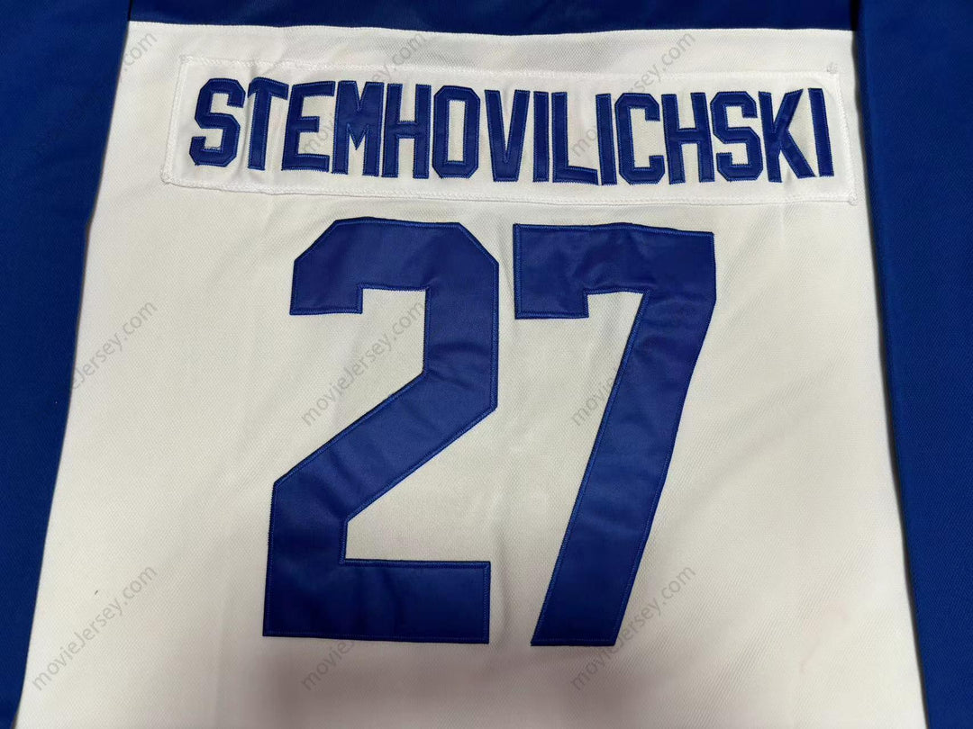 Custom Any Name Number BILLY STEMHOVILICHSKI 27 TORONTO BAY LEAVES WHITE HOCKEY JERSEY SCTV POWER PLAY Top Stitched S-6XL