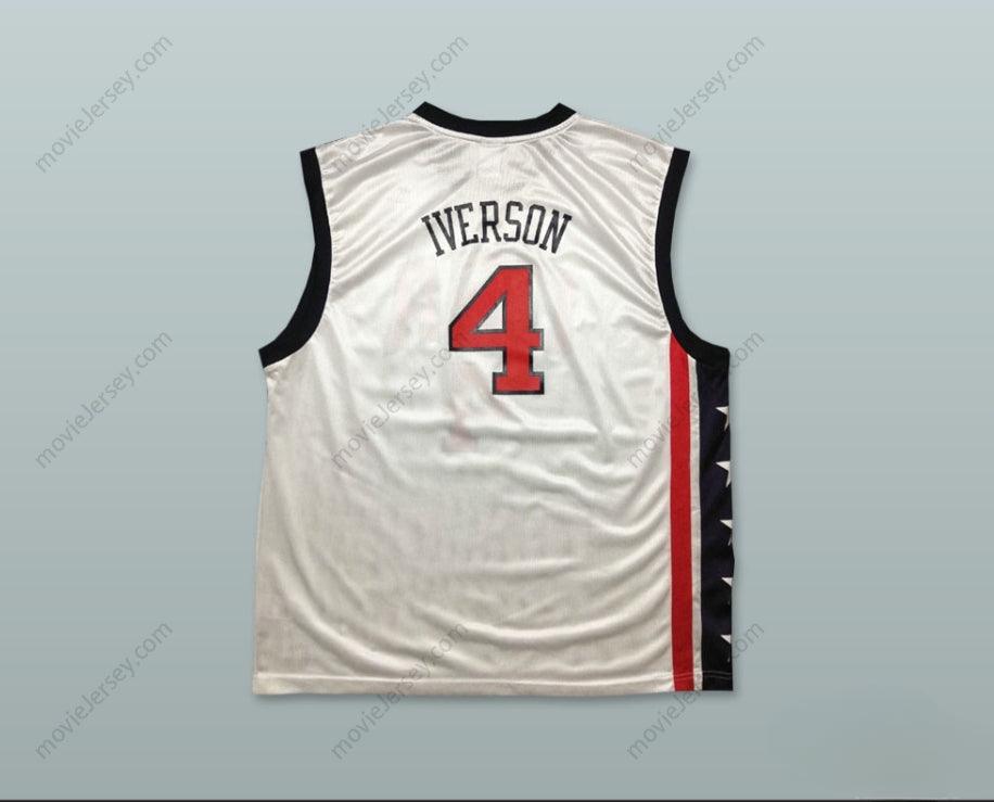CUSTOM ANY Name Number ALLEN IVERSON 4 USA TEAM HOME BASKETBALL JERSEY Top Stitched S-6XL