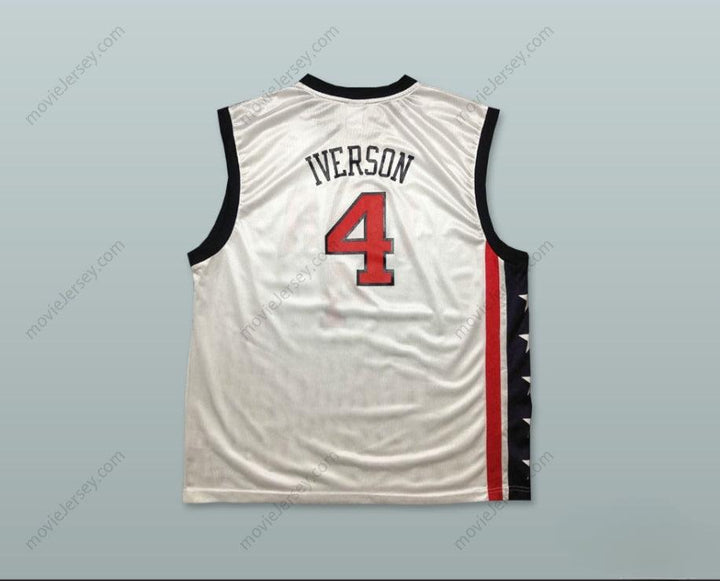 CUSTOM ANY Name Number ALLEN IVERSON 4 USA TEAM HOME BASKETBALL JERSEY Top Stitched S-6XL