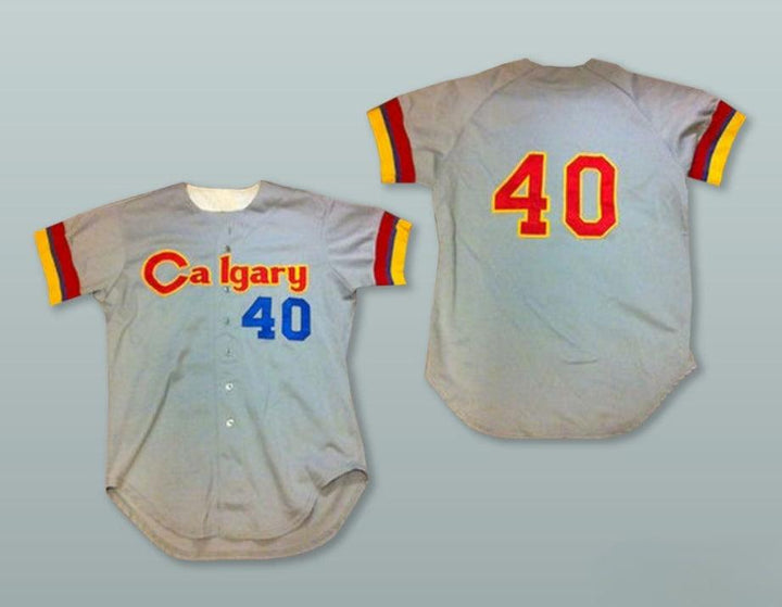 Custom Any Name Number CALGARY CANNONS 40 GRAY BUTTON DOWN BASEBALL JERSEY Top Stitched S-6XL