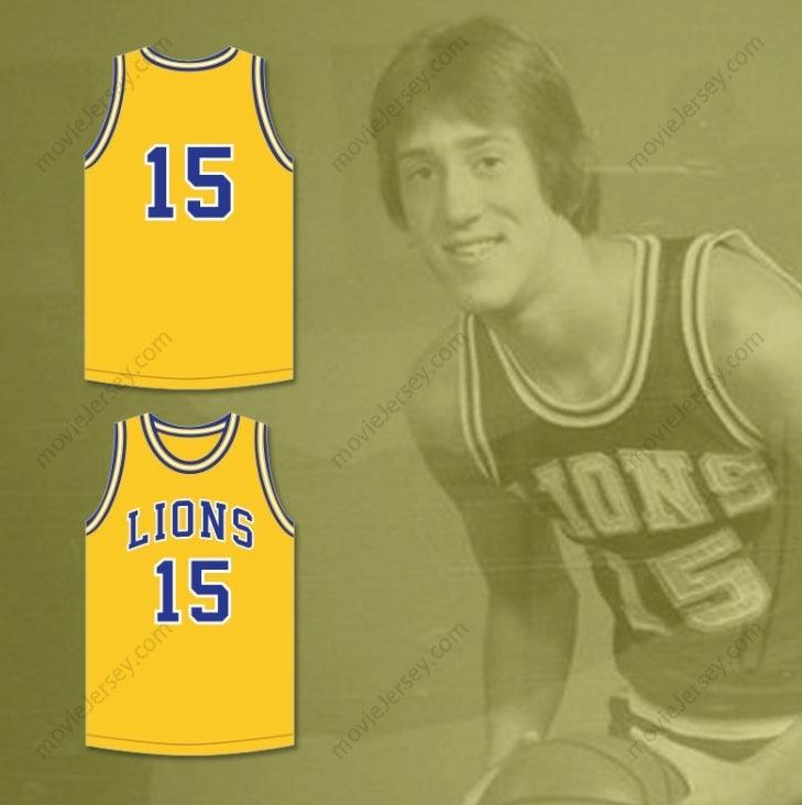 CUSTOM ANY Name Number JEFF HORNACEK 15 LYONS TOWNSHIP HIGH SCHOOL LIONS YELLOW GOLD BASKETBALL JERSEY 1 Top Stitched S-6XL