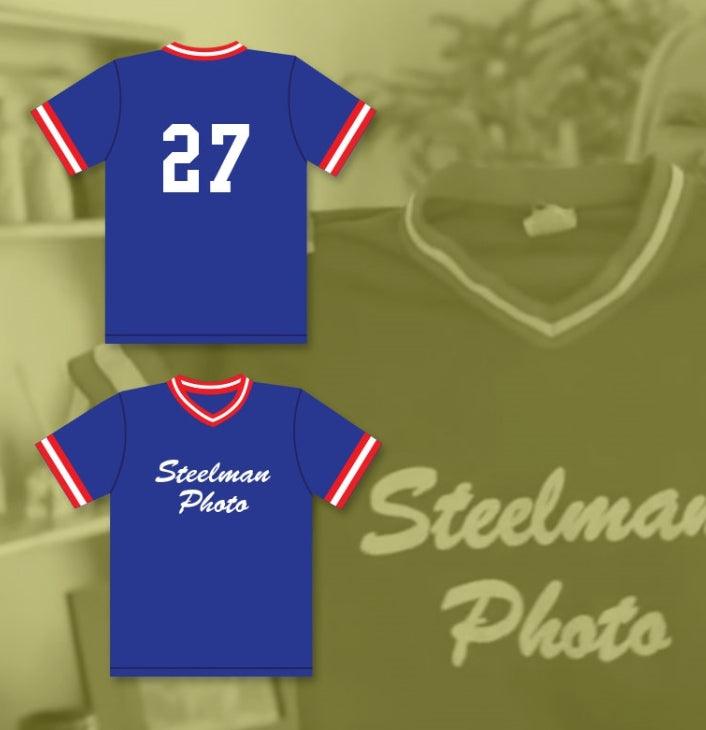 Custom Any Name Number MIKE TROUT 27 STEELMAN PHOTO LITTLE LEAGUE BLUE BASEBALL JERSEY 1 Top Stitched S-6XL
