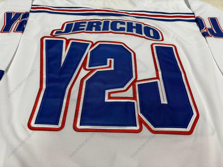 Custom Any Name Number CHRIS JERICHO Y2J WHITE HOCKEY JERSEY Top Stitched S-6XL