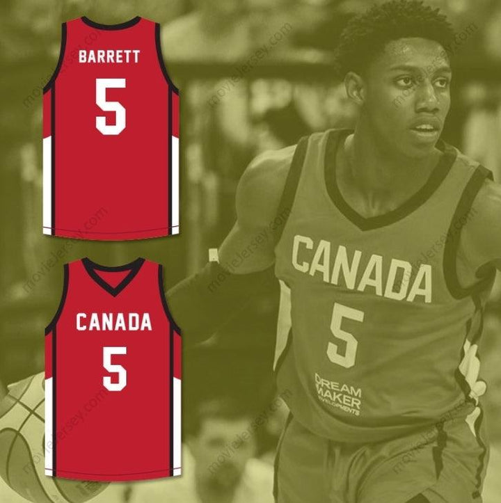 CUSTOM ANY Name Number R.J. BARRETT 5 CANADA RED BASKETBALL JERSEY Top Stitched S-6XL