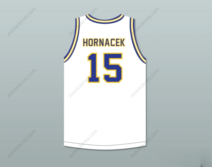 CUSTOM ANY Name Number JEFF HORNACEK 15 LYONS TOWNSHIP HIGH SCHOOL LIONS WHITE BASKETBALL JERSEY 2 Top Stitched S-6XL