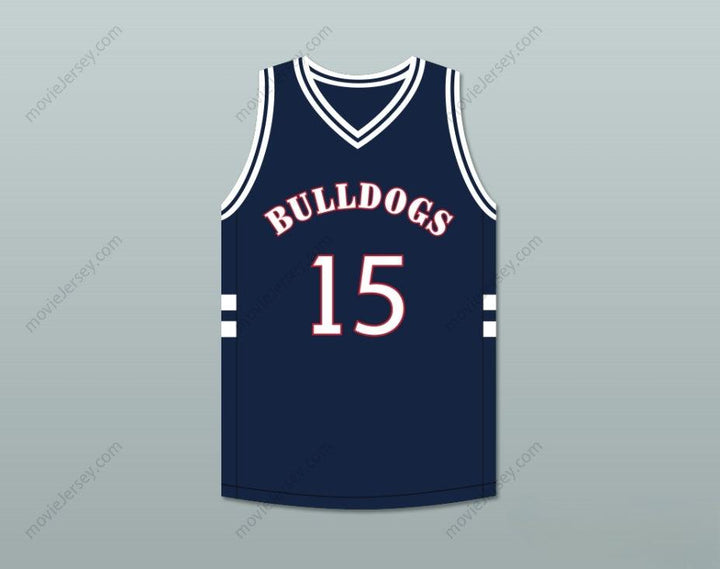 CUSTOM ANY Name Number J. COLE 15 BULLDOGS HIGH SCHOOL NAVY BLUE BASKETBALL JERSEY Top Stitched S-6XL