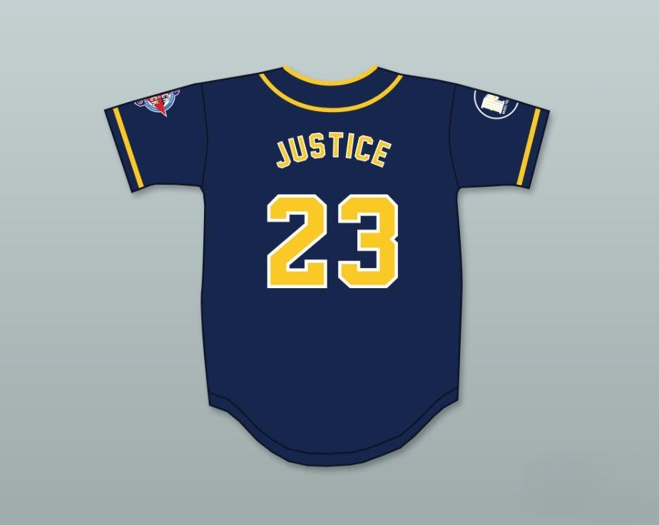 Custom Any Name Number DAVID JUSTICE 23 AWAYBOYS BASEBALL JERSEY 6TH ANNUAL ROCK N' JOCK SOFTBALL CHALLENGE 1995 Top Stitched S-6XL