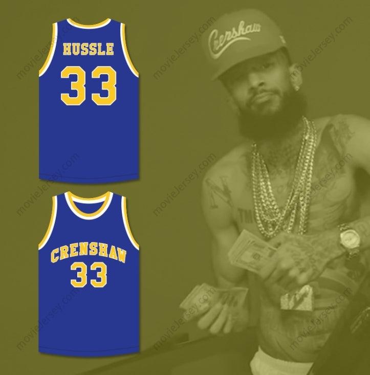 CUSTOM ANY Name Number NIPSEY HUSSLE 33 CRENSHAW HIGH SCHOOL BLUE BASKETBALL JERSEY Top Stitched S-6XL