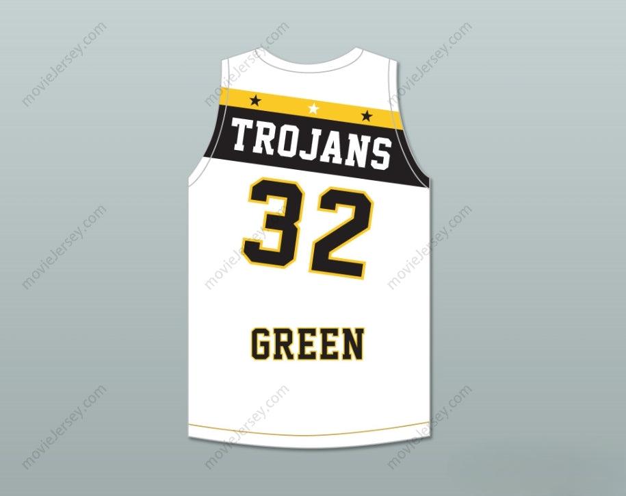 CUSTOM ANY Name Number DRAYMOND GREEN 32 SAGINAW HIGH SCHOOL TROJANS WHITE BASKETBALL JERSEY 2 Top Stitched S-6XL