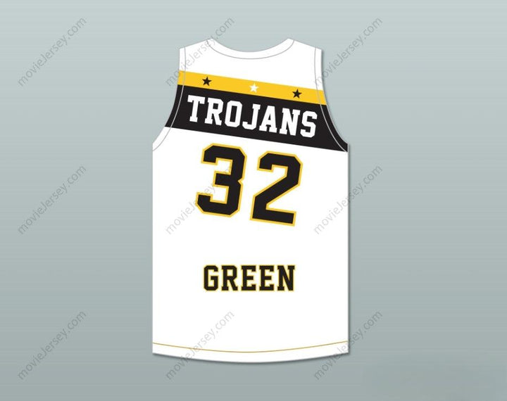 CUSTOM ANY Name Number DRAYMOND GREEN 32 SAGINAW HIGH SCHOOL TROJANS WHITE BASKETBALL JERSEY 2 Top Stitched S-6XL