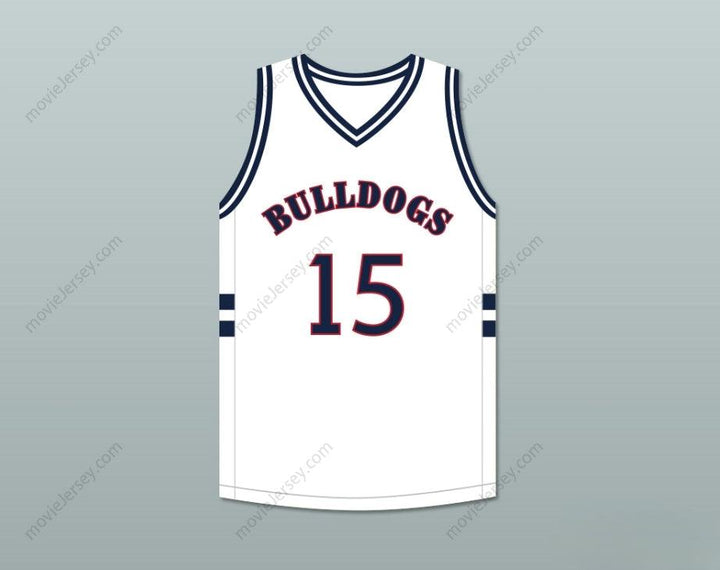 CUSTOM ANY Name Number J. COLE 15 BULLDOGS HIGH SCHOOL WHITE BASKETBALL JERSEY Top Stitched S-6XL