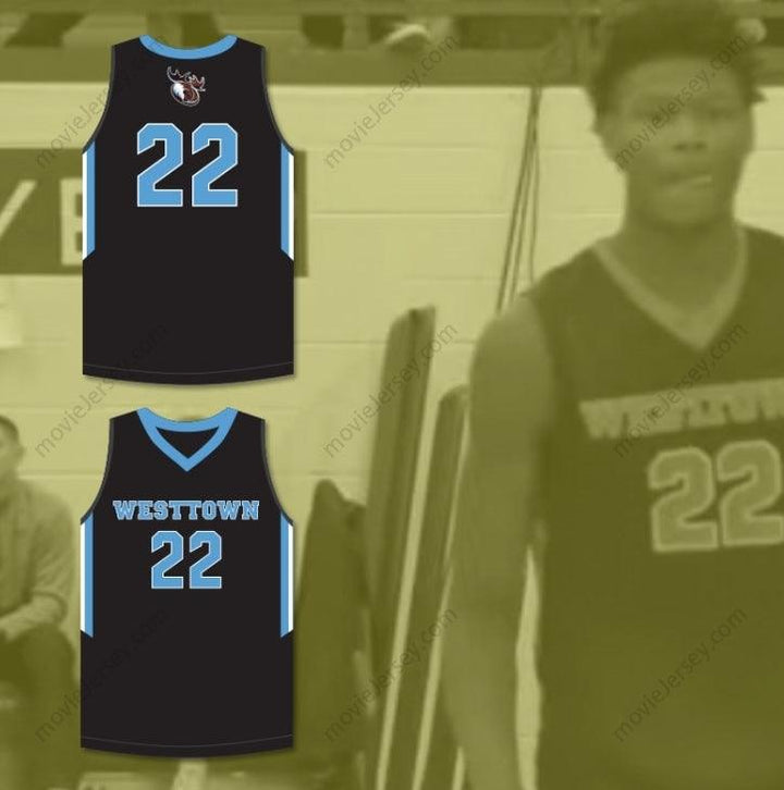 CUSTOM ANY Name Number CAM REDDISH 22 WESTTOWN SCHOOL MOOSE BLACK BASKETBALL JERSEY 1 Top Stitched S-6XL
