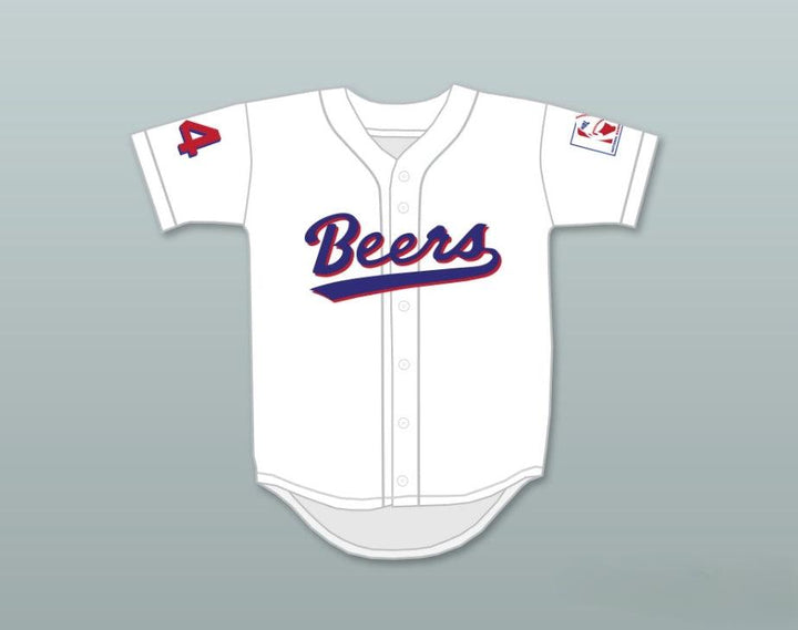 Custom Any Name Number JOE 'COOP' COOPER 44  BEERS BASEKETBALL WHITE BASEBALL JERSEY Top Stitched S-6XL