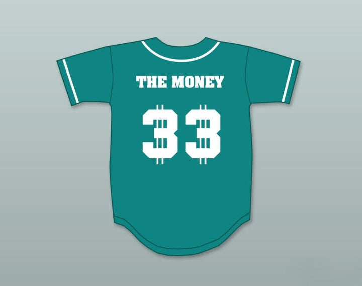Custom Any Name Number S MCMAHON THE MONEY 33 TEAL BUTTON DOWN BASEBALL JERSEY Top Stitched S-6XL