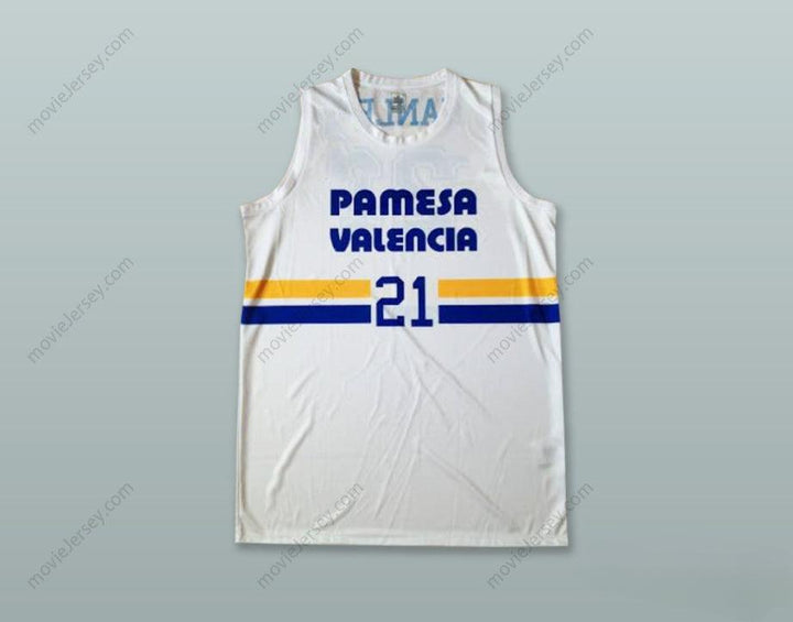 CUSTOM ANY Name Number HANLEY 21 PAMESA VALENCIA WHITE BASKETBALL JERSEY Top Stitched S-6XL