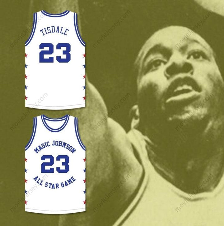 CUSTOM ANY Name Number WAYMAN TISDALE 23 MAGIC JOHNSON ALL STAR GAME WHITE BASKETBALL JERSEY 1990 MIDSUMMER NIGHT'S MAGIC CHARITY EVENT Top Stitched S-6XL