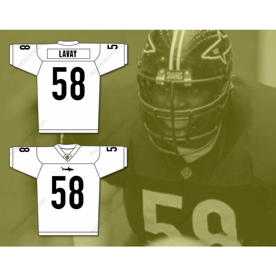 CUSTOM ANY Name Number LUTHER SHARK LAVAY 58 MIAMI SHARKS WHITE TRIM Football Jersey Top Stitched S-6XL