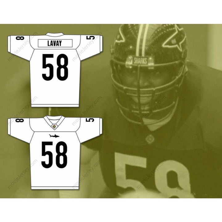 CUSTOM ANY Name Number LUTHER SHARK LAVAY 58 MIAMI SHARKS WHITE TRIM Football Jersey Top Stitched S-6XL