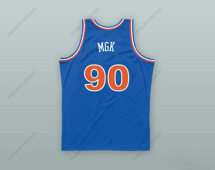 CUSTOM ANY Name Number MGK 90 OLD SCHOOL BLUE BASKETBALL JERSEY Top Stitched S-6XL