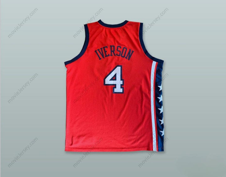 CUSTOM ANY Name Number ALLEN IVERSON 4 USA RED BASKETBALL JERSEY Top Stitched S-6XL